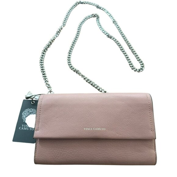Vince Camuto Handbags - Vince Camuto Zosia Crossbody Bag Silver Chain Strap Wallet Pebbled Leather Pink